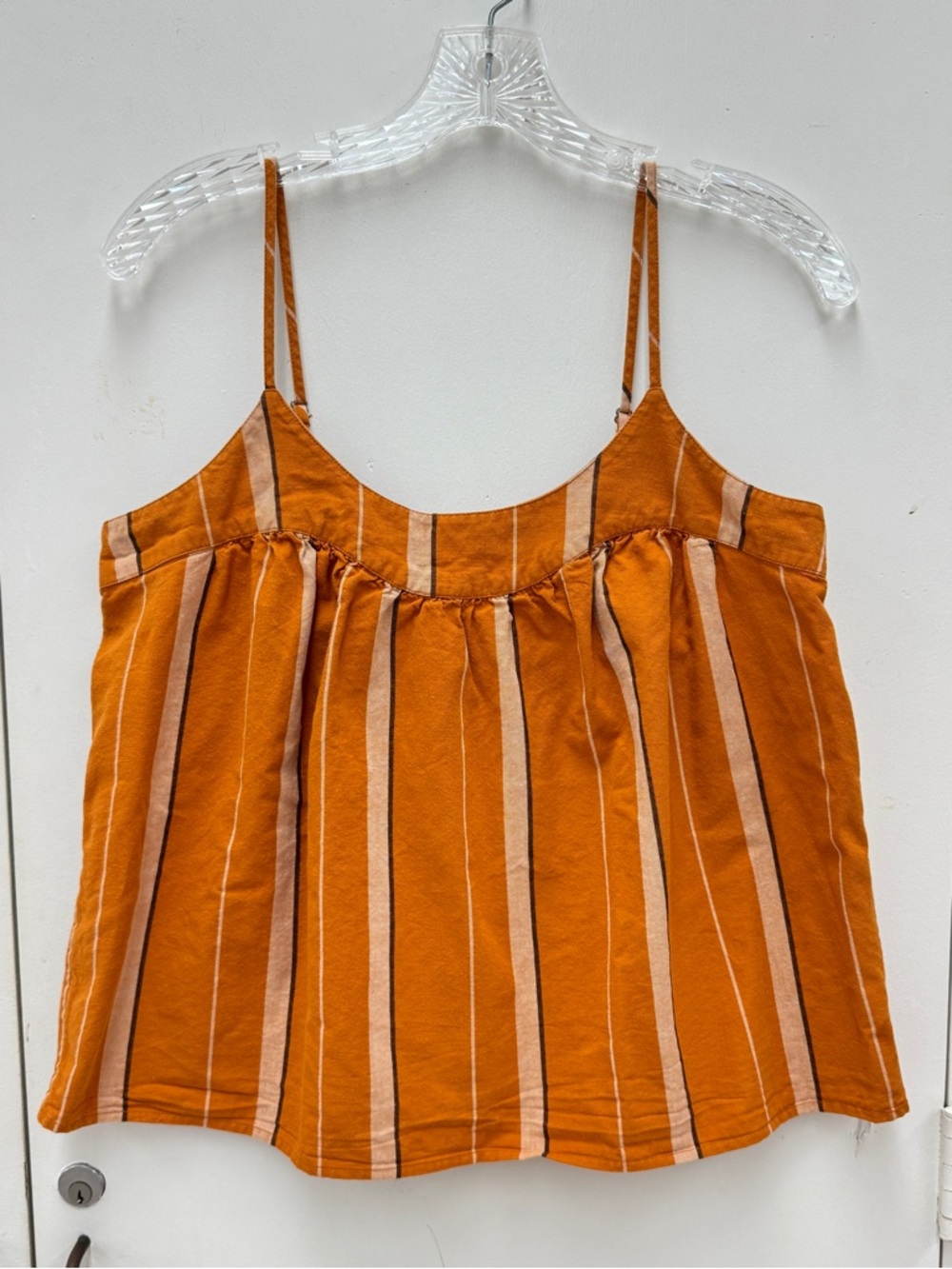 Lucky Brand Women’s 100% Cotton Burnt Orange Striped Adjustable Tank Top Size M - Picture 2 of 7